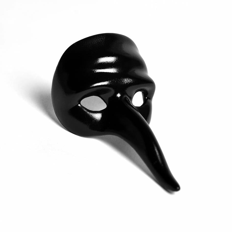 black, plague doctor mask, scaramouche, mask, little shooter, commedia dell'arte, italian, italy, venice, stand-alone