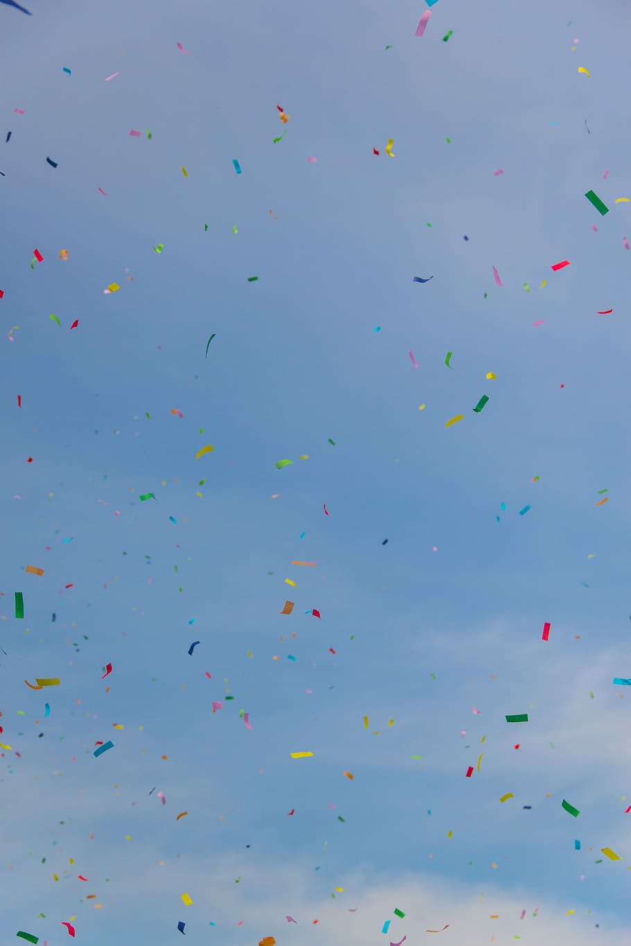 falling, sky, Air, Merry, Party, Confetti, backgrounds, multi Colored, blue, abstract