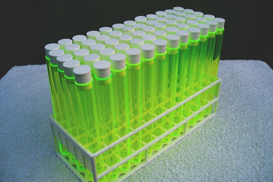 chemistry tubes, laboratory, Chemistry, tubes, various, science, hygiene, equipment, close-up, green color