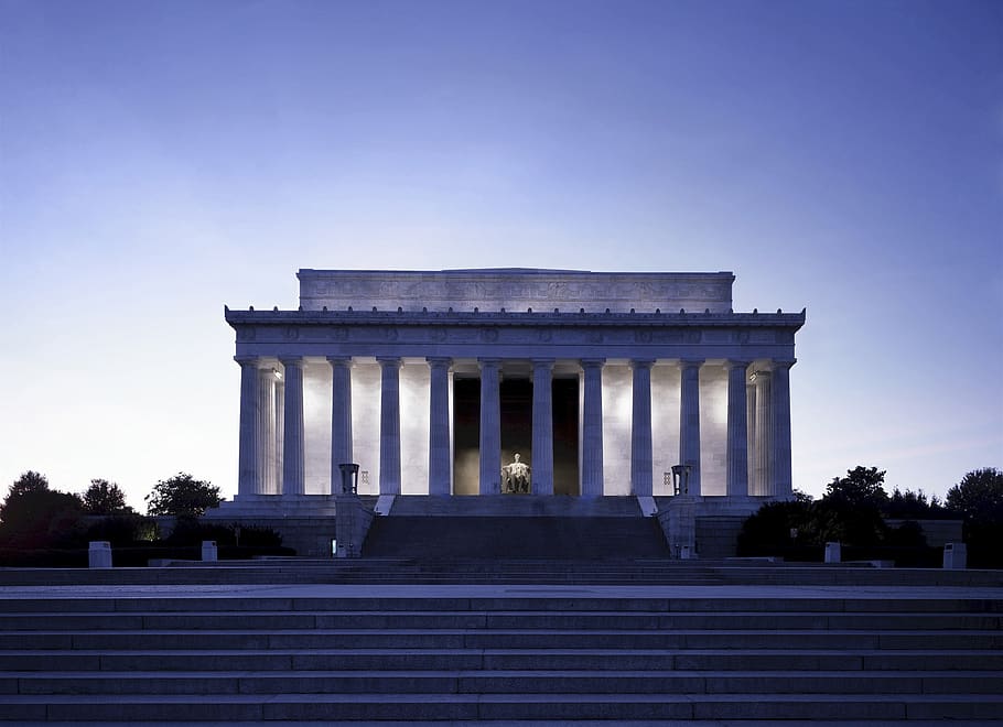 memorial de lincoln, estátua, construção, histórico, nacional, washington, dc, estados unidos da américa, monumento, marco