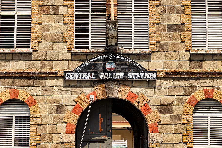 kingstown, st, vincent, the grenadines, caribbean, police station, building, bricks, country, architecture