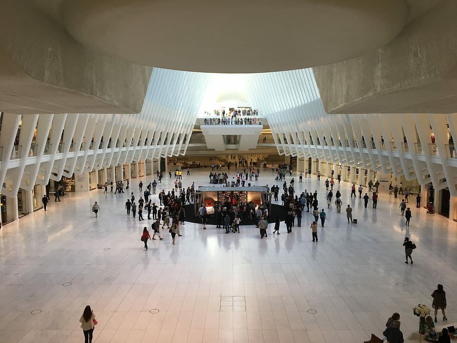 World Trade Center, Future, Mall, Clean, large group of people, indoors, architecture, high angle view, crowd, built structure