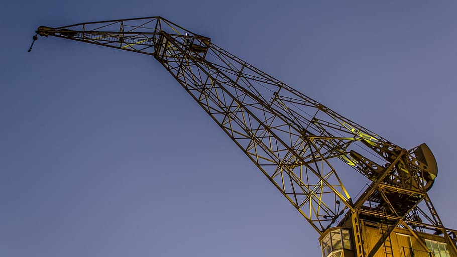 crane logam kuning, crane, puerto madero, buenos aires, argentina, mesin, derek - mesin konstruksi, industri, industri konstruksi, peralatan