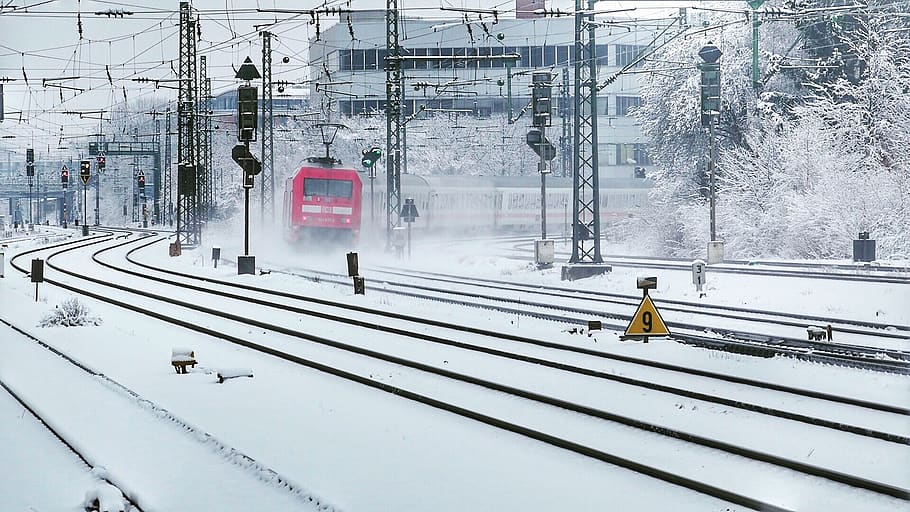 company, munich, train, bavaria, vehicles, railway, winter, snow, ice, upper bavaria