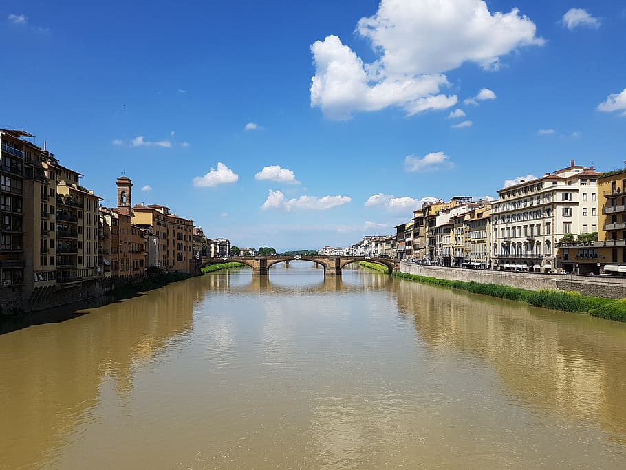 florence, arno, bridge, river, city view, italy, places of interest, arno river, panorama, mirroring