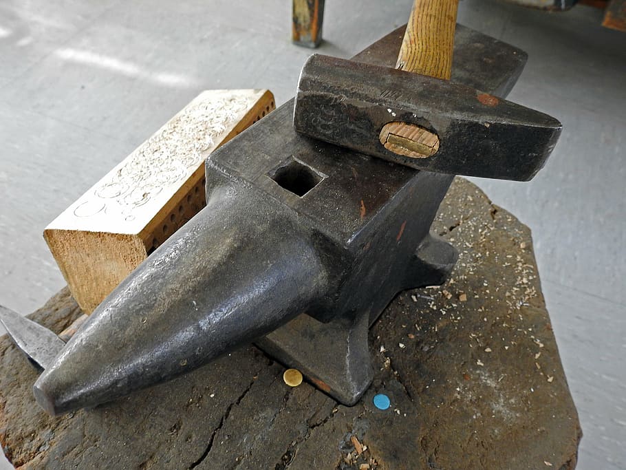 hammer, anvil, tool, metal, craft, forge, work, industry, work tool, machinery