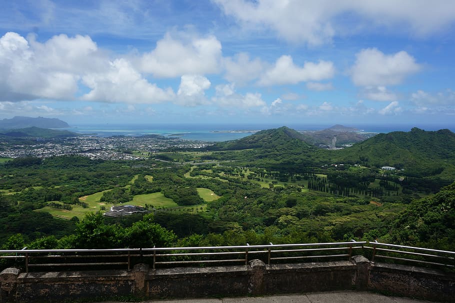 Antena, fotografía, montañas, Hawaii, viento, nube, Honolulu, viajes, paisajes, turismo
