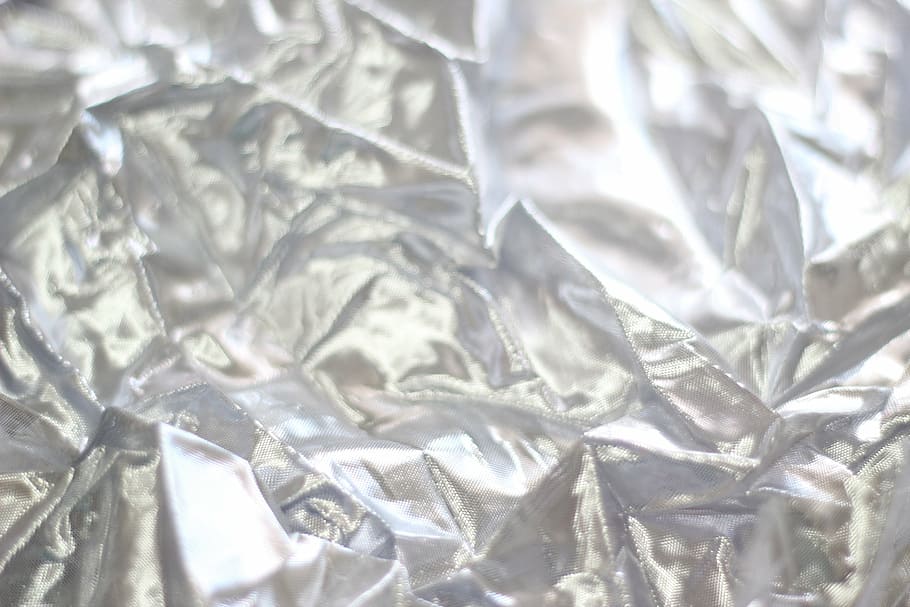 gray satin textile, texture, silver, brightness, crumpled, full frame, backgrounds, close-up, wrinkled, foil - material