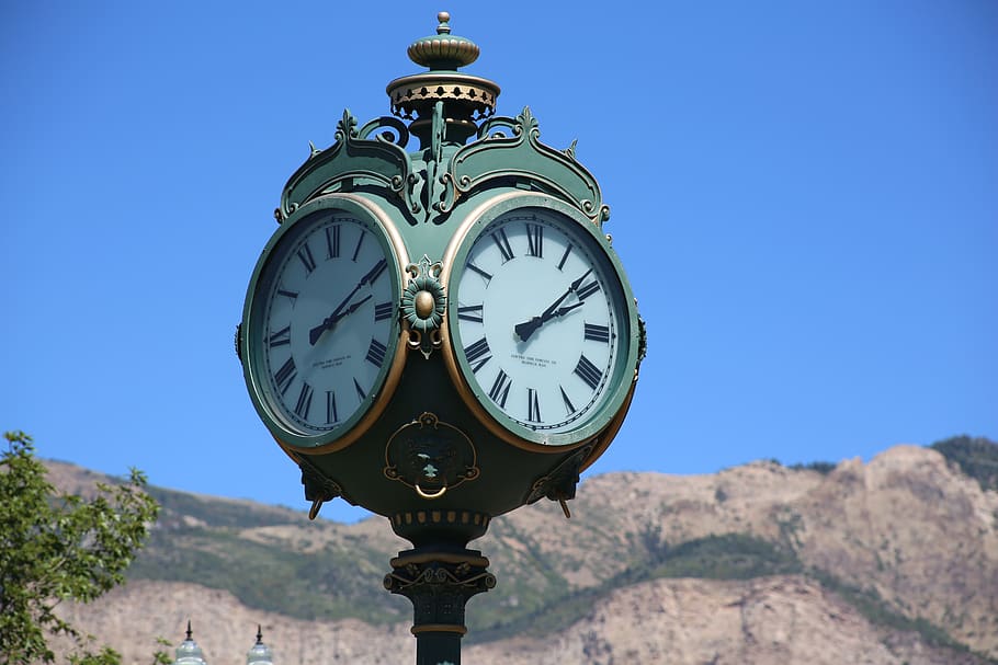 clock, time, old, outdoors, historic, landmark, historical, tourism, outdoor, teal