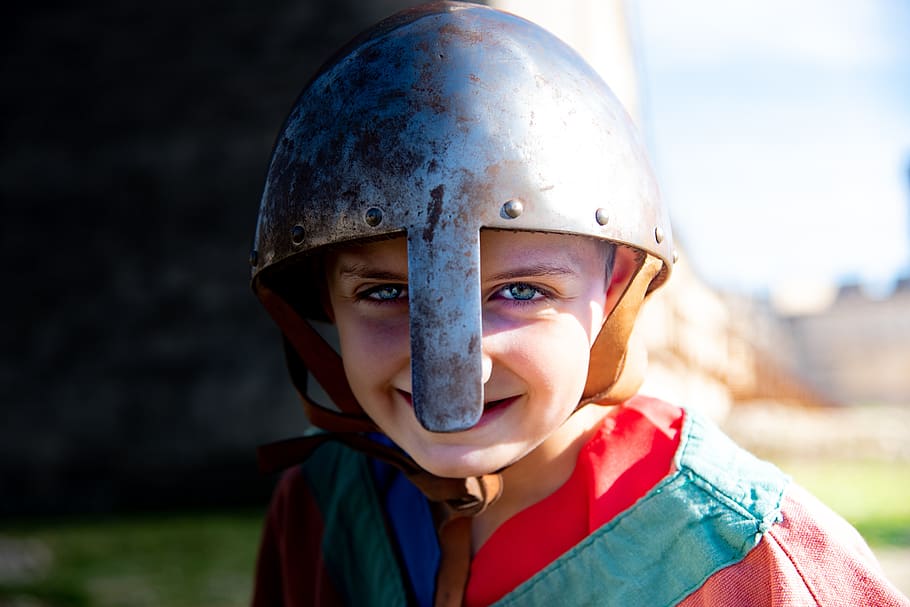 child, knight, disguise, castle, the story, tournament, sword, the castle of beaucaire, portrait, helmet