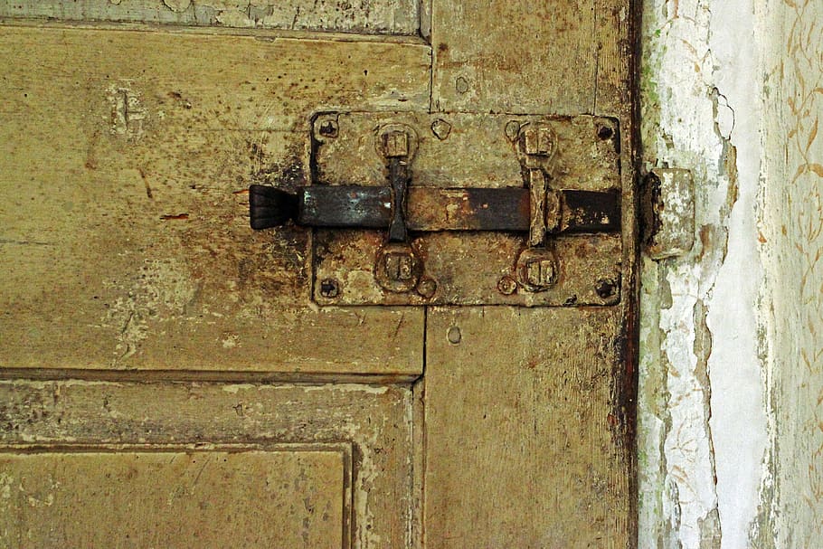 kastil, baut, penutupan, pintu kayu tua, keamanan, nostalgia, kunci pintu, pintu, capping, kunci