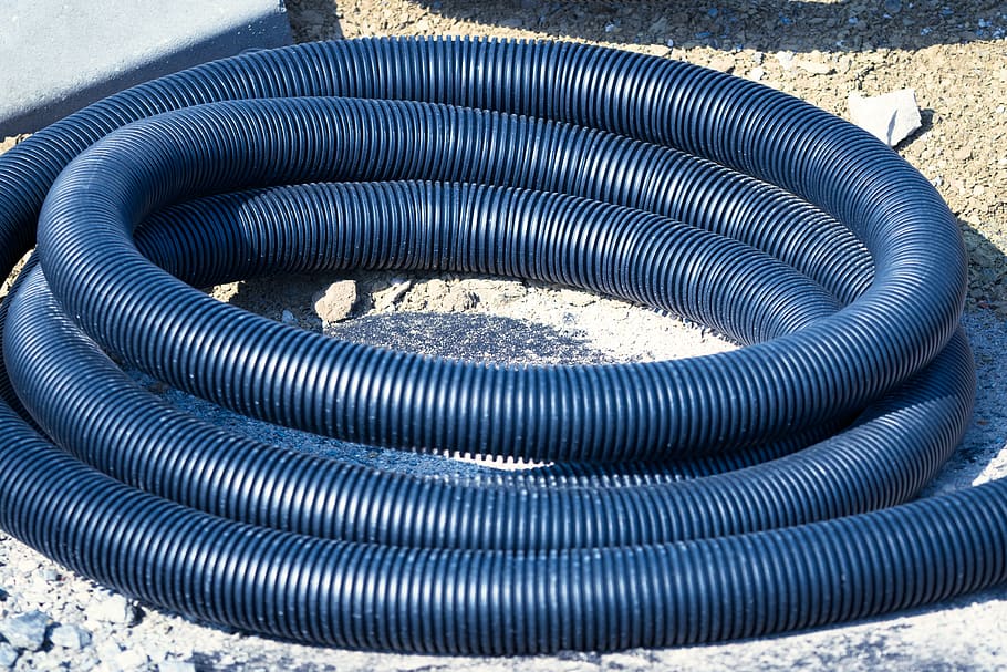 site, industry, hose, building material, material, stir, drainage, build, work, drainage hose