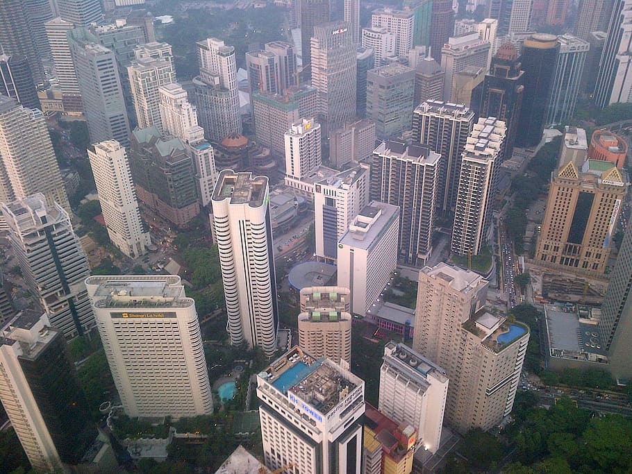 aérea, foto, paisagem urbana, durante o dia, Kuala, Lumpur, Ásia, Arquitetura, Malásia, arranha céu