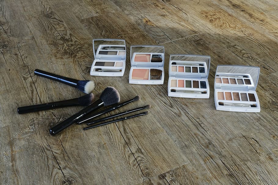 cosmetics, make up, makeup, beauty, color, eye shadow, powder, rouge, brush, schmink brush