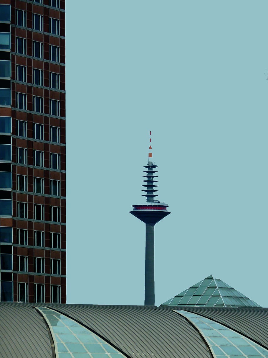 skyscraper, window, frankfurt, building, facade, architecture, glass, house, tv tower, fair
