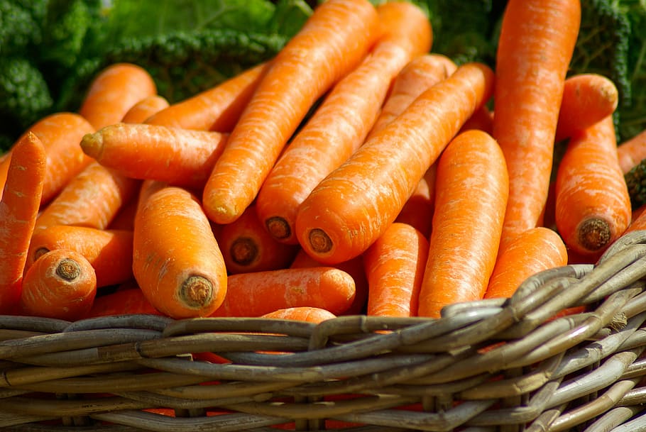 banyak wortel, wortel, keranjang, sayuran, pasar, sayur, makanan, kesegaran, organik, pertanian