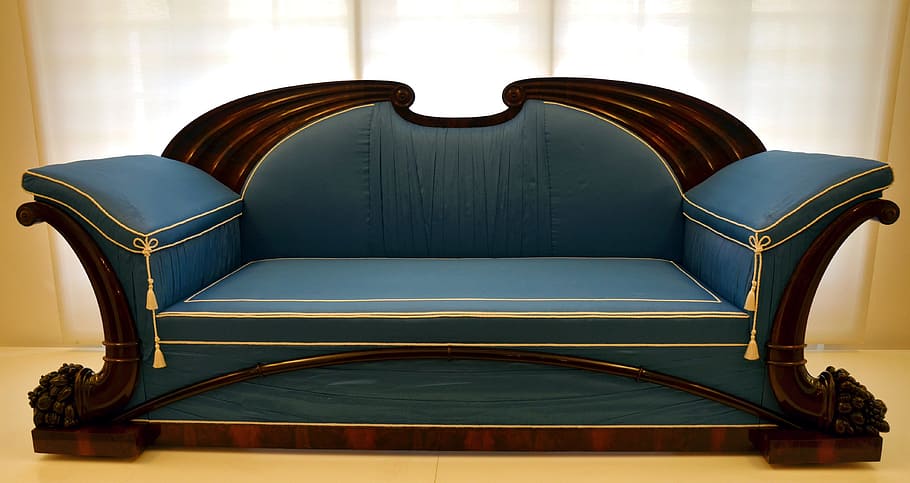 futon, arch wood-frame, lounge, couch, sofa, vienna, austria, empress caroline augusta, 1828, antique