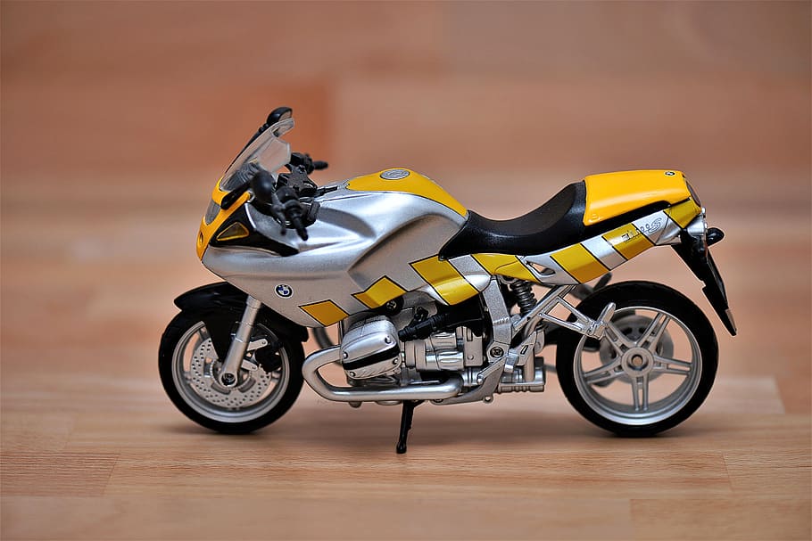 silver, yellow, standard, motorcycle decoration, motorcycle, model, bmw, motorcycles, two wheeled vehicle, bike