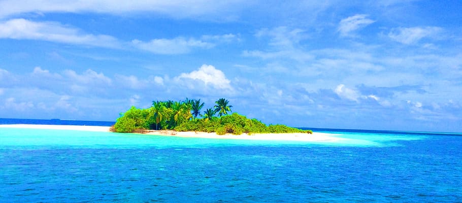 islote, cuerpo, agua, durante el día, maldivas, playa, isla, vacaciones, mar del sur, soledad