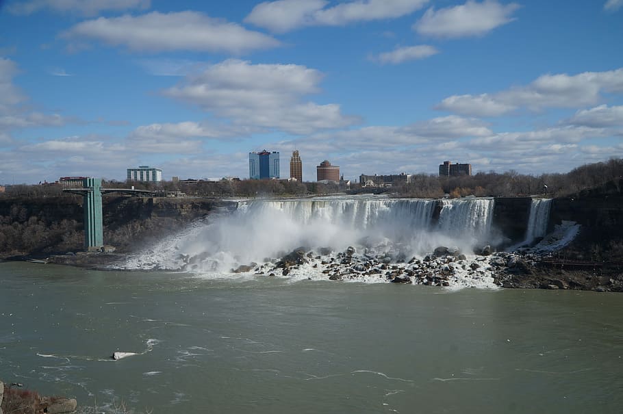 Waterfall, Niagara, American Falls, water, nature, travel, tourism, fall, stream, landmark