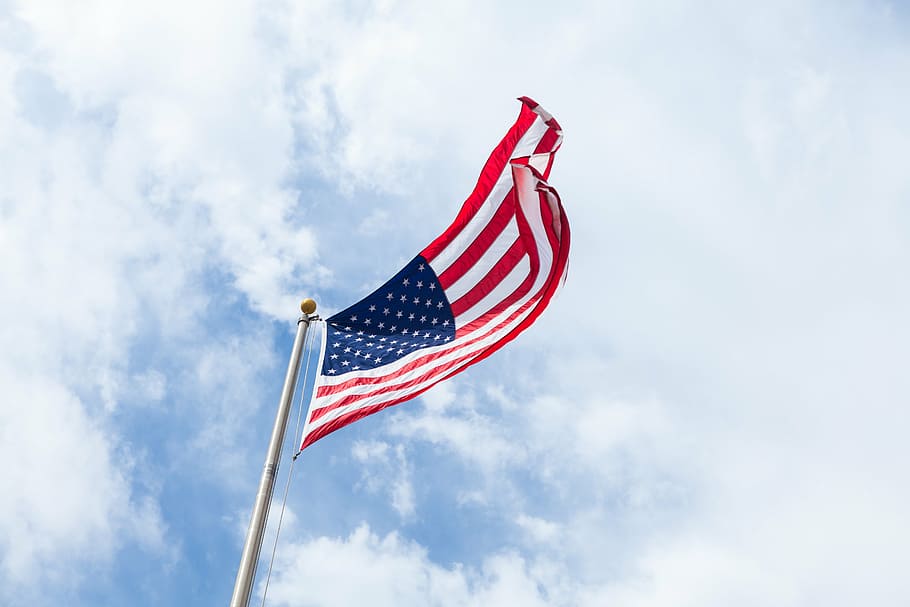 flag, united, states, america, daytime, us, clouds, united states, sky, dom
