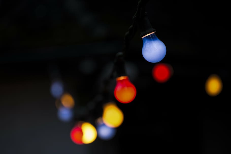 bulb string light, turn, lamps, colorful, lights, light, lighting, pear, color, light bulb