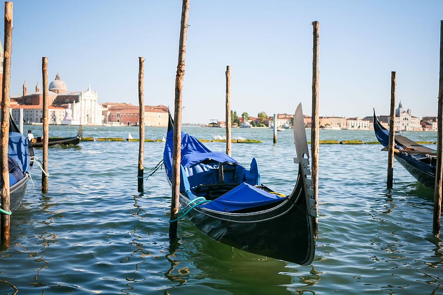 venice gondola, Venice, Gondola, italia, laut, venice - Italia, kanal, Tempat terkenal, Kapal Bahari, perjalanan