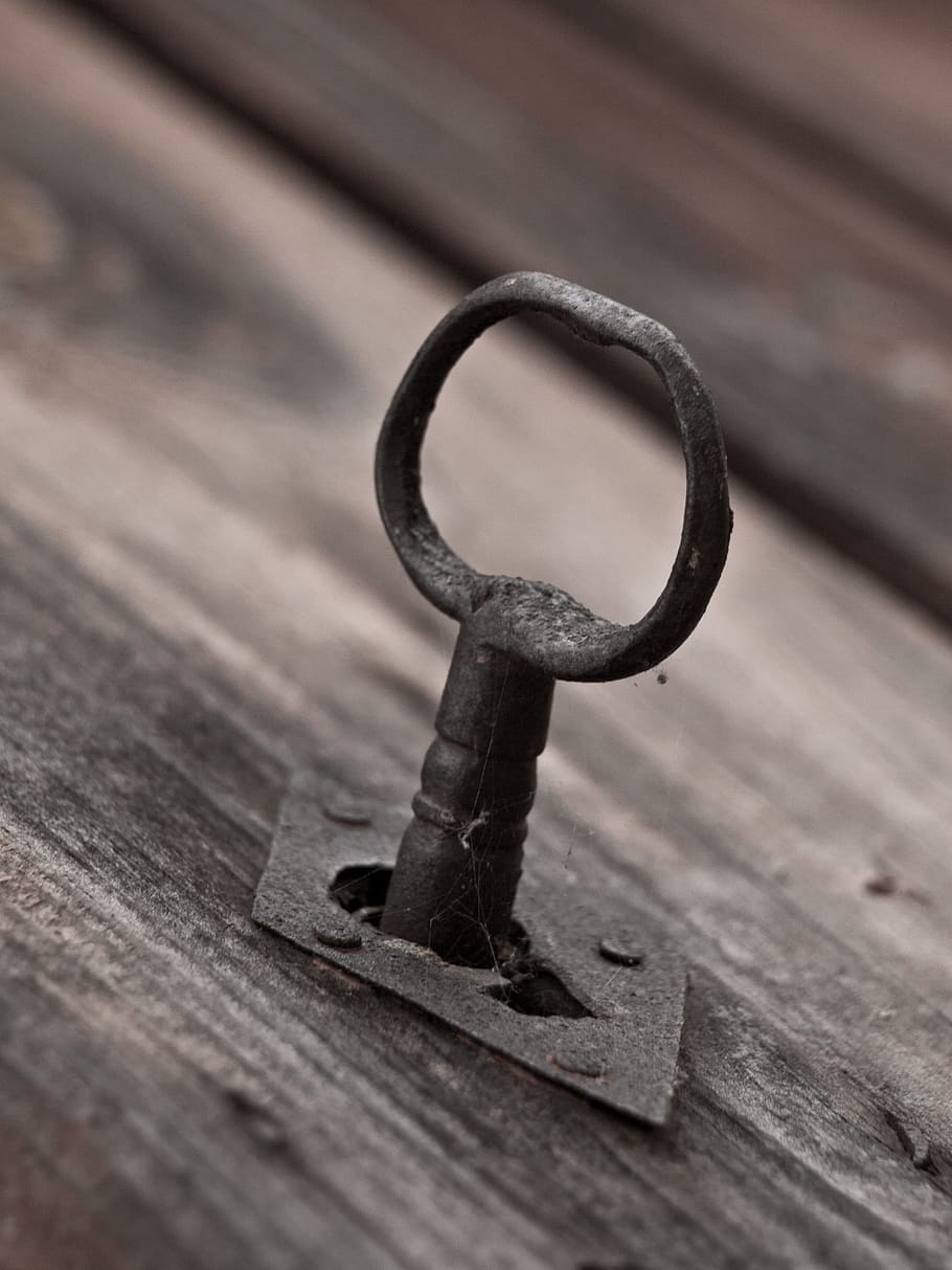 gray, key, stuck, keyhole, metal, rust, door, unlock, lock, locked