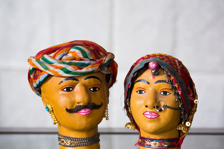 kerajinan, boneka, India, rajasthan, jaipur, tradisional, kostum, tradisi, warna-warni, buatan tangan