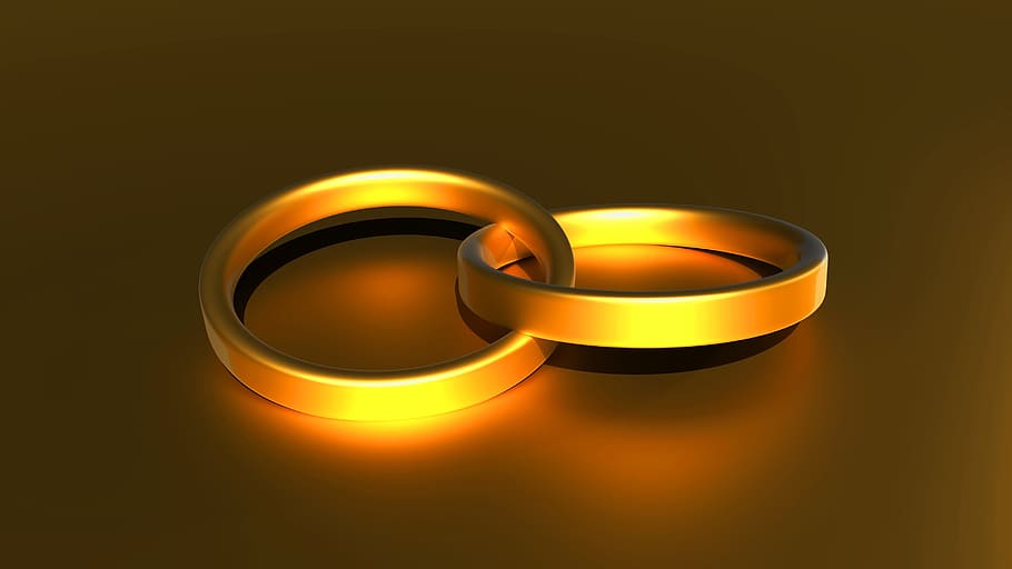 ring, wedding, gold, jewellery, golden, connectedness, 3d, gold colored, wedding ring, celebration