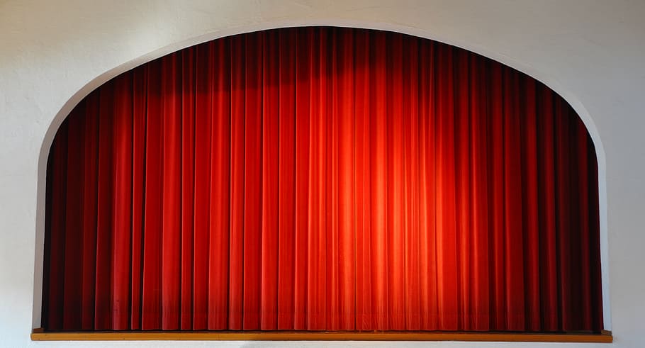 red curtain, stage, curtain, theater, red, stage - performance space, performance, arts culture and entertainment, performing arts event, stage theater
