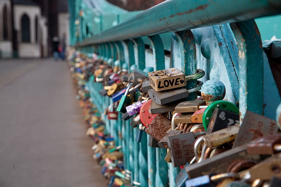 bridge, river, love, by wlodek, metal, the inscription, key, old bridge, architecture, selective focus