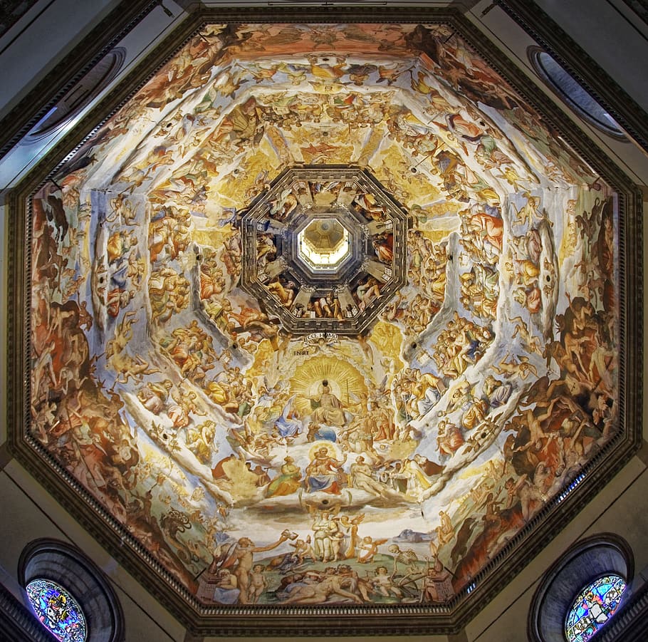 italy, florence, firenze, cathedral of santa maria del fiore, church, dome, architecture, built structure, indoors, belief