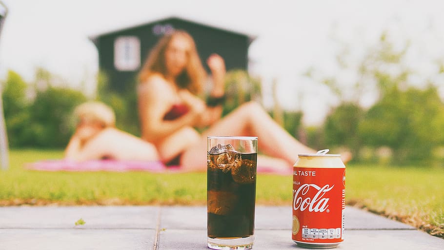 cola, minuman, musim panas, piknik, minuman bersoda, coca-cola, vanila, makanan, orang-orang, gadis