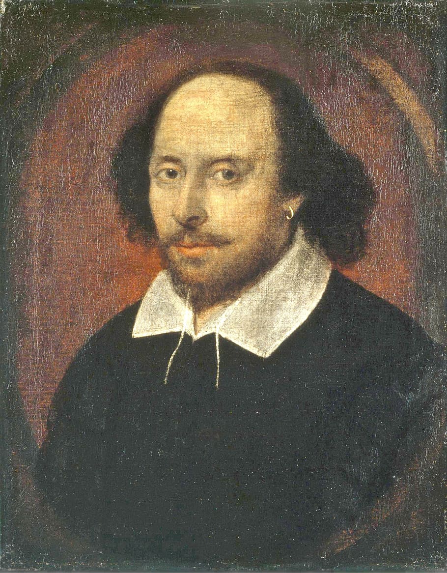 肖像画, グラフィック, 男, シェイクスピアー, 詩人, 作家, 著者, 油絵, 1610年, キャンバス