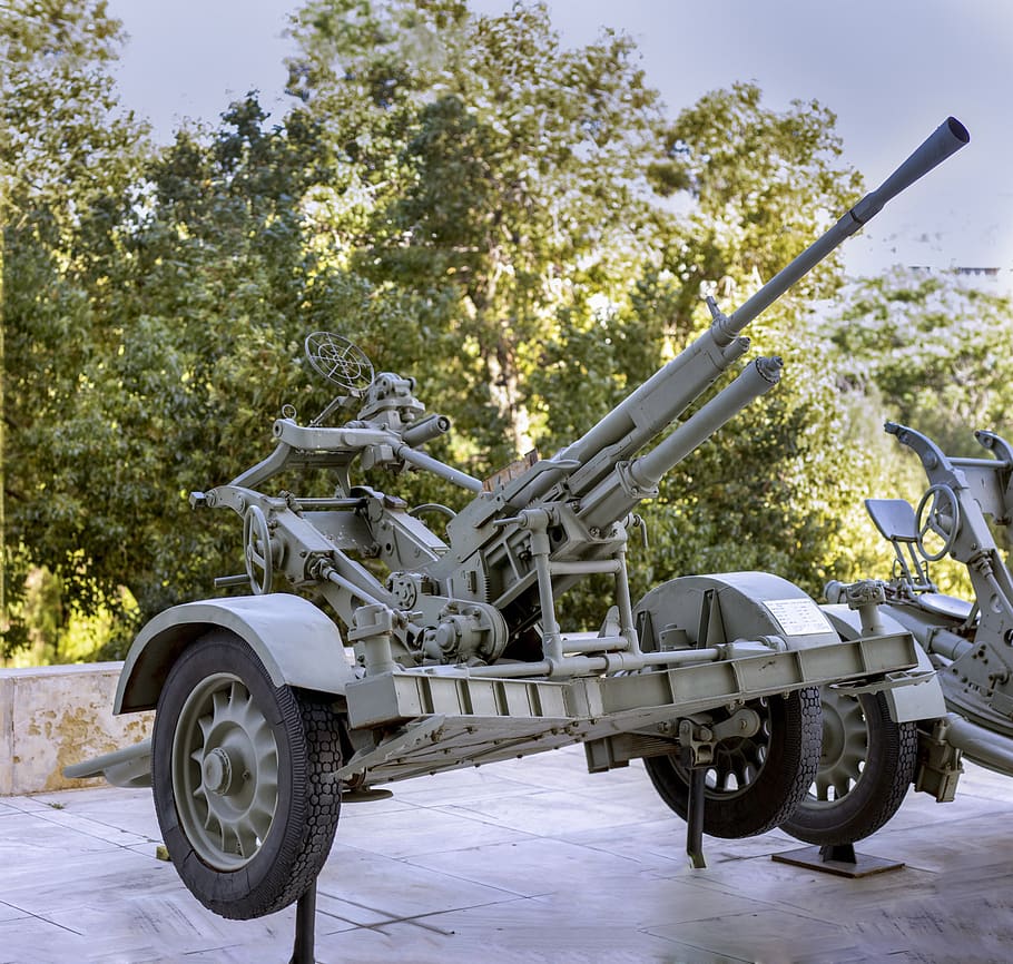 antiaircraft gun of world war ii, mountaineering cannon, cannon, mountains, greece, history, milestone, 1945, balkan wars, war museum