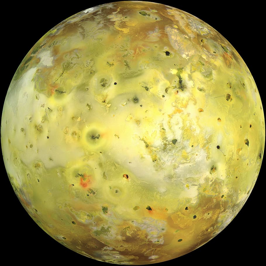 黄色のボール, 月, 木星, io, 太陽系, 小惑星, 流星, 宇宙, 天文学, 惑星-宇宙