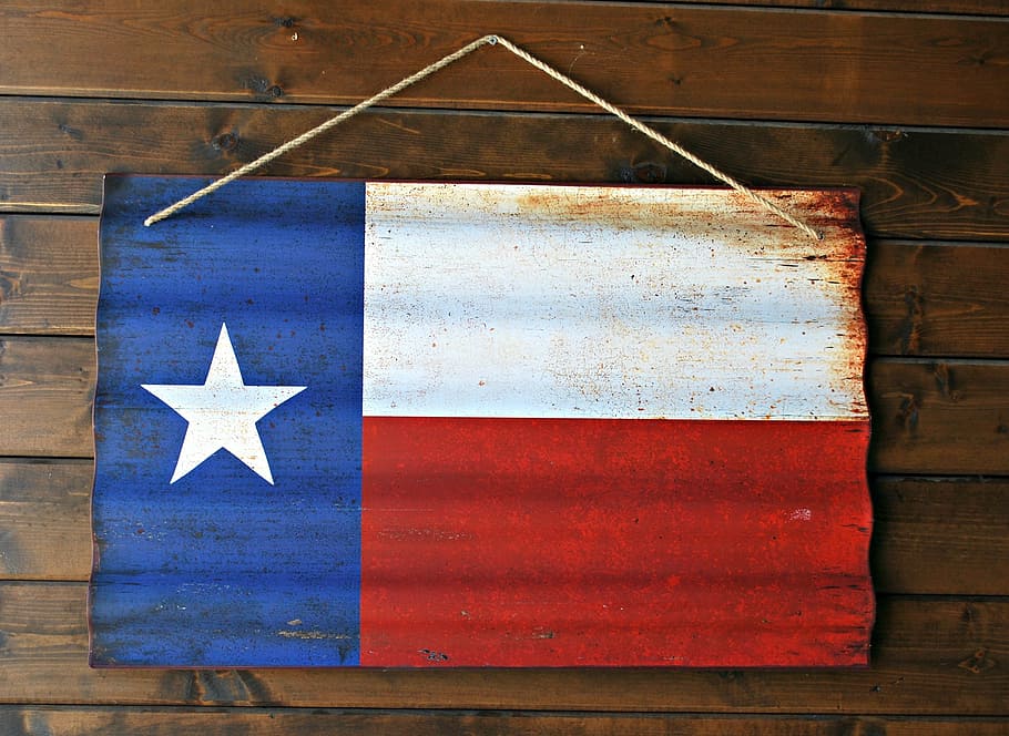フラグ, チリの壁の装飾, 絞首刑, 茶色, テキサスフラグ, テキサス, 星, 州, 赤, 青