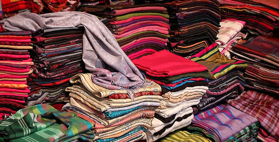 stack, assorted-color-and-pattern clothing items, Fabric, Colorful, Morocco, Color, Red, color, red, cloth, wool