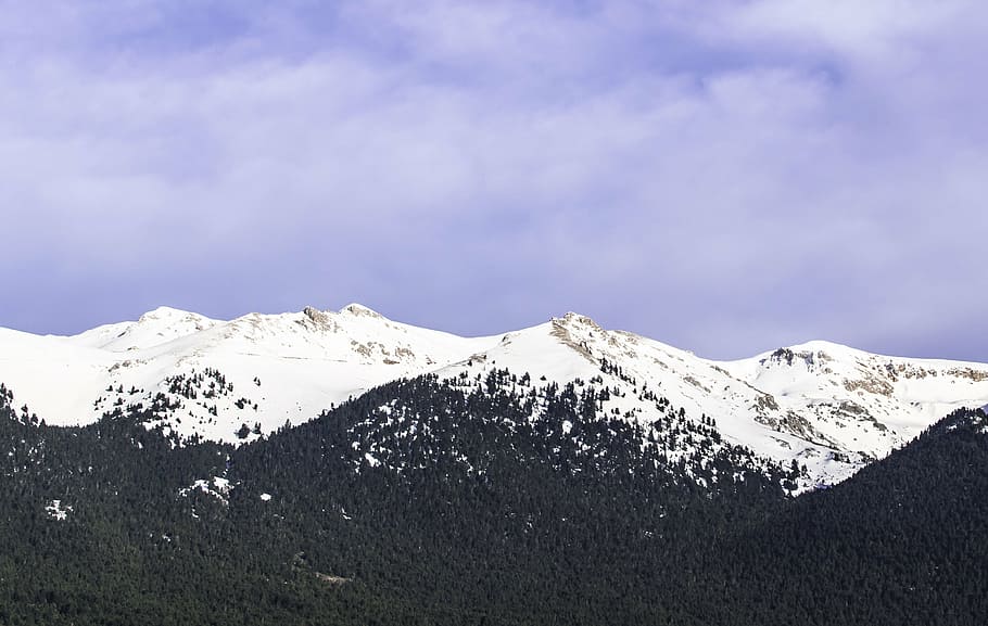 風景写真, 雪に覆われた山, 自然, 風景, 山, 森, 木, 雲, 空, トレッキング