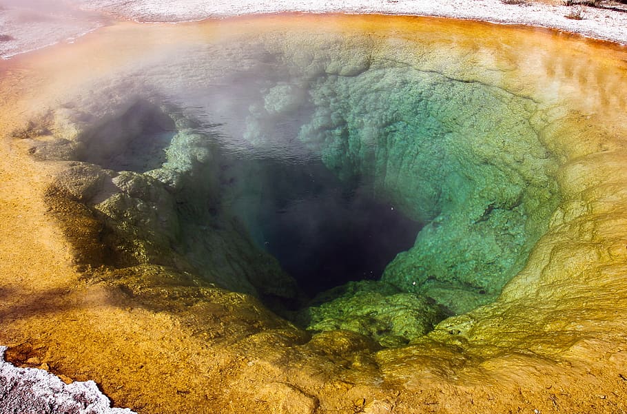 morning glory, yellowstone, yellowstone national park, national park, geyser, travel, wyoming, colorful, landscape, color