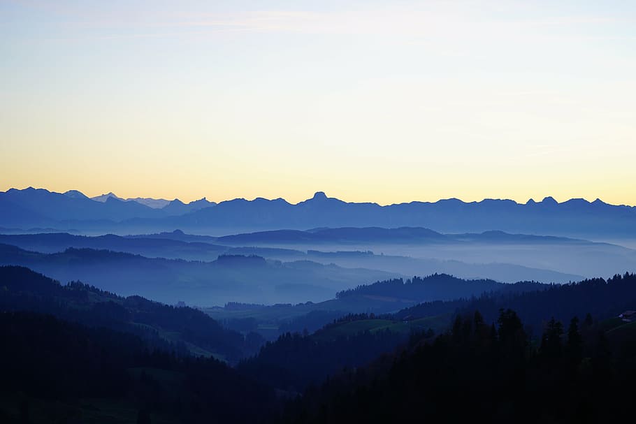 mountain range wallpaper, stockhorn, nebellandschaft, bernese alps, emmental, mountains, alpine, bernese oberland, switzerland, alpine panorama