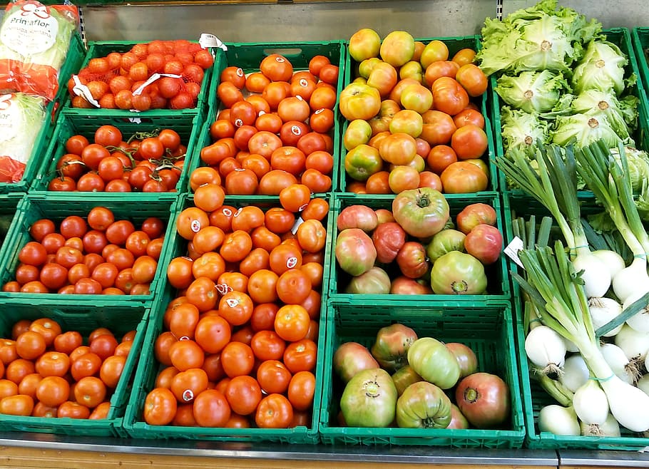 tomat, pasar, supermarket, barang dagangan, sayur-sayuran, grosir, daya, penjual sayur, sayur, toko