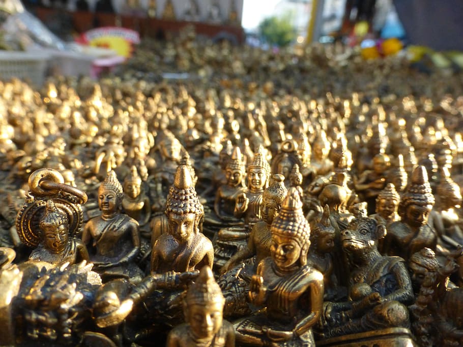 Little, Buddhas, Thailand, Asia, Religion, little buddhas, buddhism, gold Colored, temple - Building, cultures