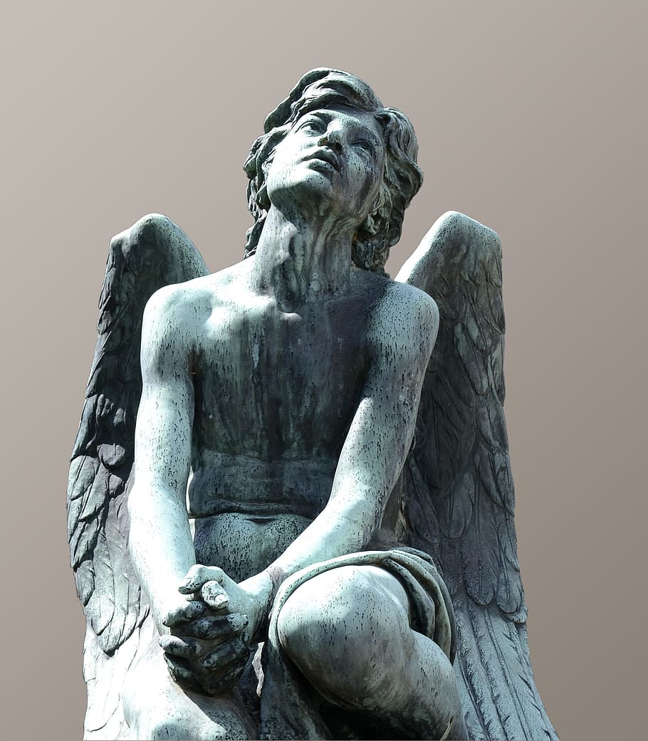여성 천사 동상, 이탈리아, 피렌체, 조각, 청동, 천사, 거룩한 문 묘지, 동상, 예술과 공예, 인간 표현