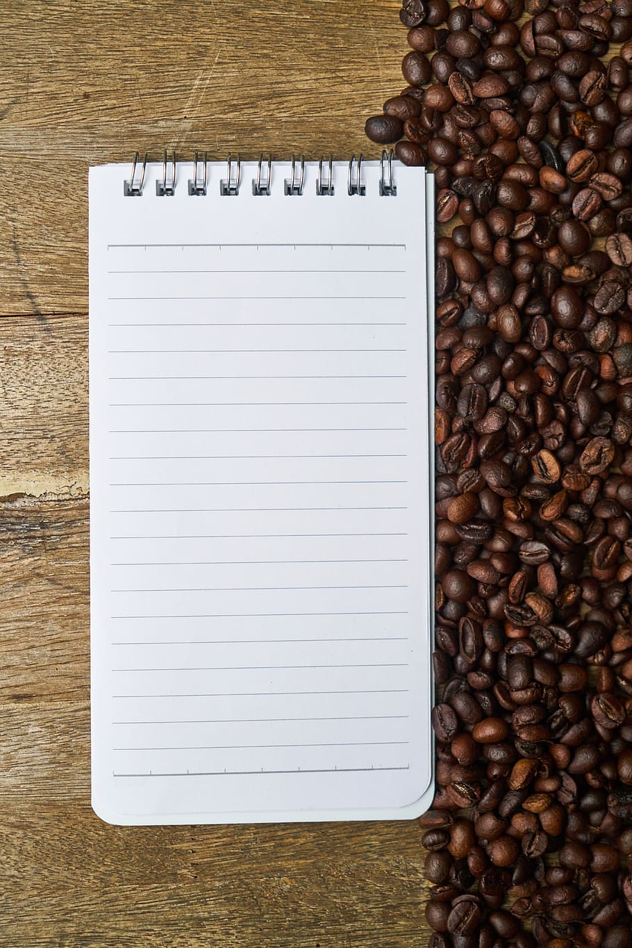white, ruled, paper, coffee beans, coffee, core, background, food, photography, wood