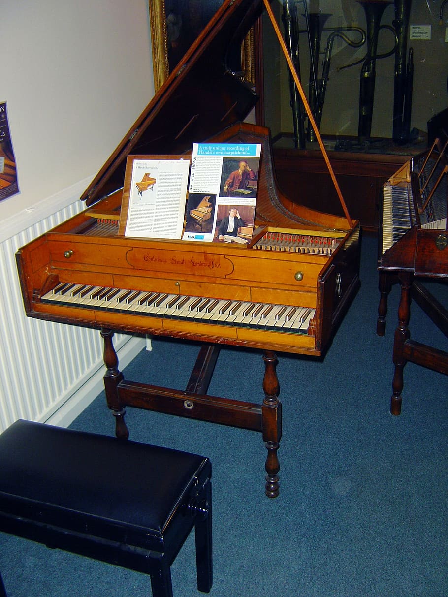 handel harpsichord, instrumen lama, prototipe piano, instrumen, antik, klasik, musik, alat musik, peralatan musik, piano