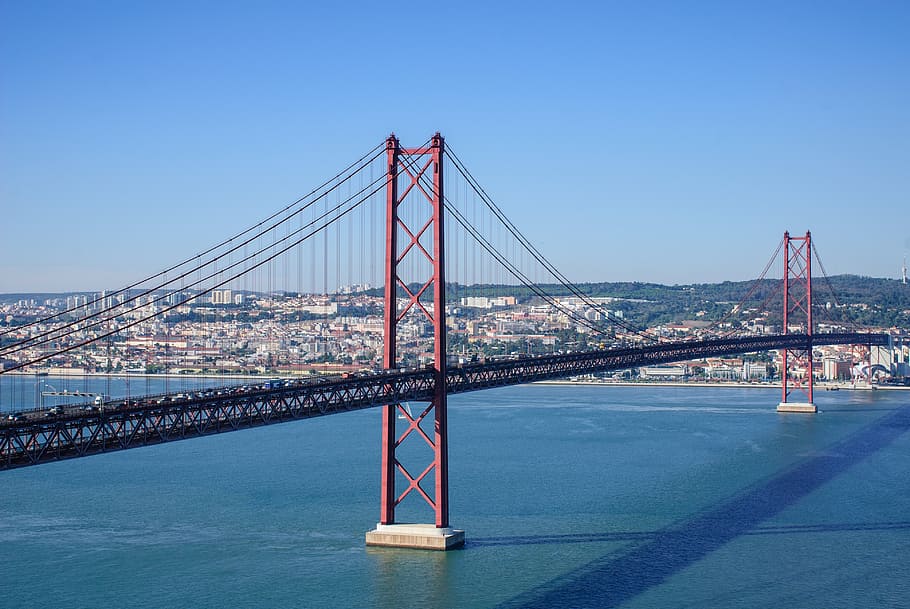 ゴールデンゲートブリッジ, ポンテ25 de abril, リスボン, 4月25日の橋, 橋, ポルトガル, ビュー, 有名な場所, 橋-人工構造, 建築
