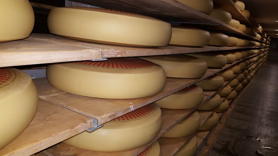 cheese, mature, stock, food, ripe, eat, storage, food and drink, indoors, industry