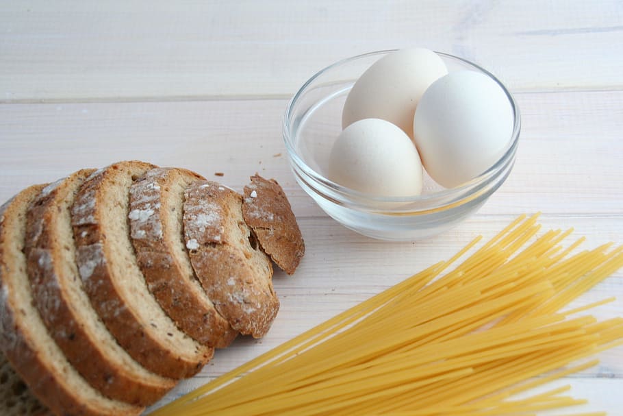 Eggs, Pasta, Bread, Kitchen, eating, food, food and drink, flour, healthy eating, cereal plant